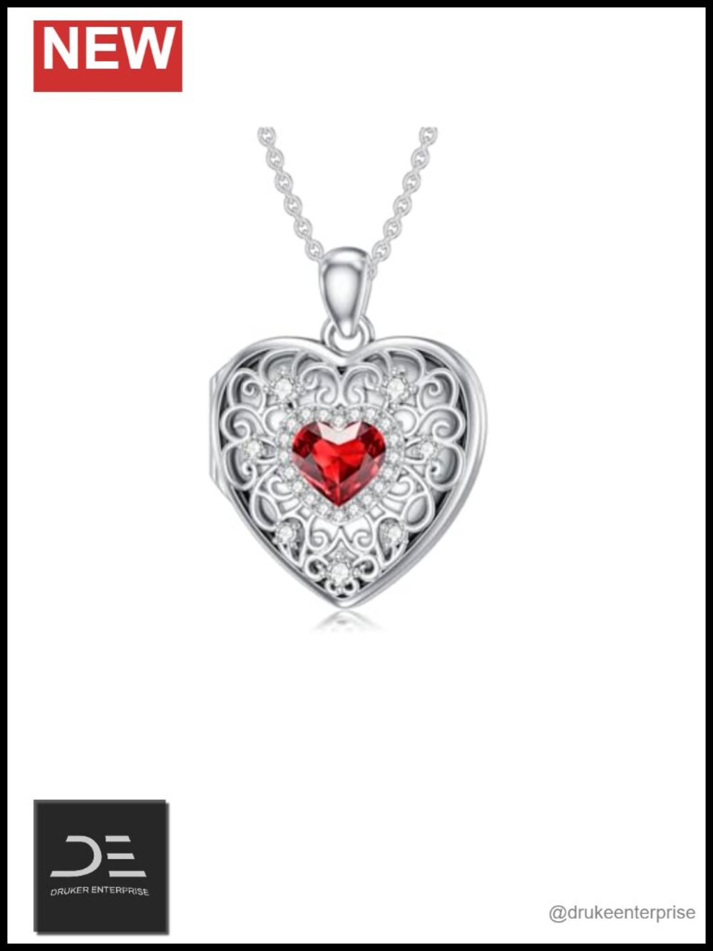 Heart Locket Necklace 925 Sterling Silver Picture Pendant Gift